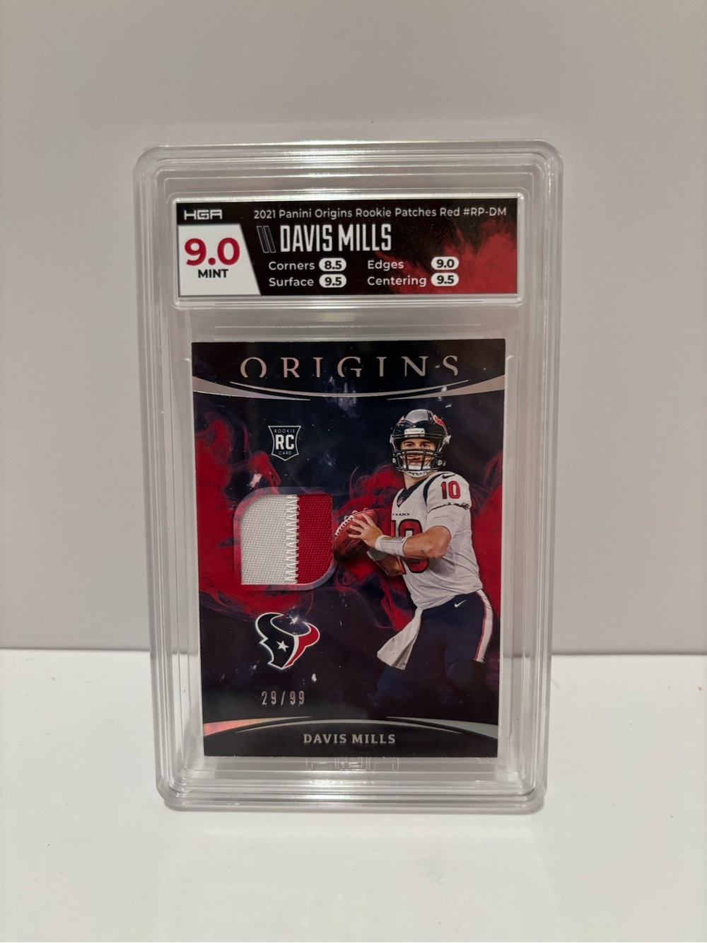2021 Panini Origins Davis Mills Rookie Graded HGA 9 Jersey Patch #29/199